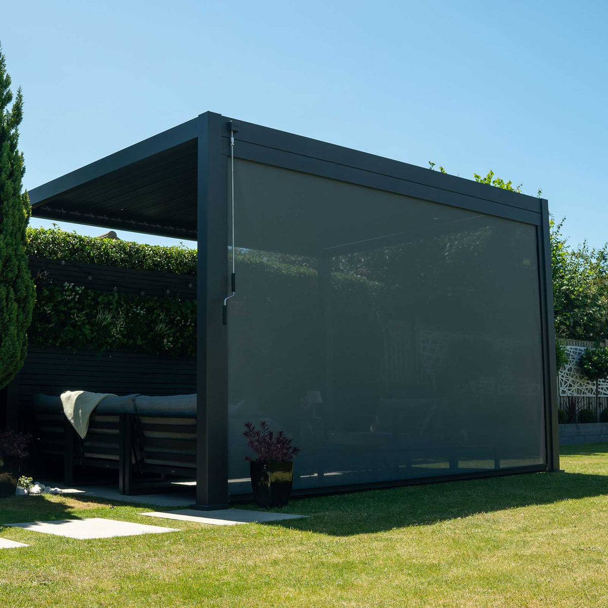 Nova - Pull Down Screen for Titan 4m Pergolas in Grey - LOW STOCK