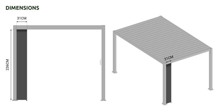 Nova - Titan Aluminium Pergola Wooden Solid Side Wall Panel