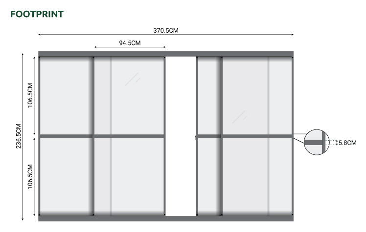 Nova - Titan Clear Sliding Doors for 4m Side - Grey