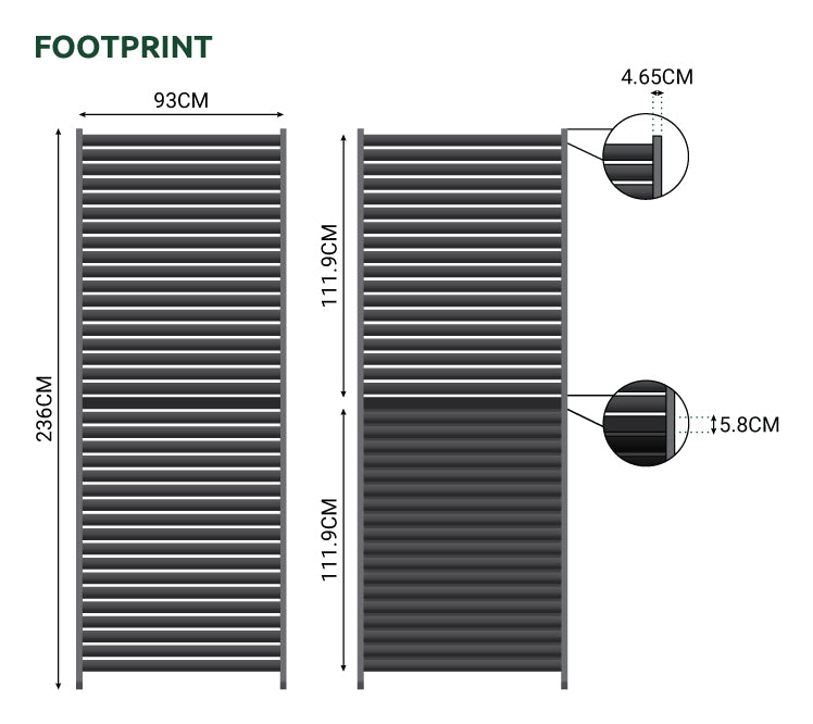 Nova - Titan 1m Aluminium Side Wall With Adjustable Louvres for 3m Titan Pergola - Grey