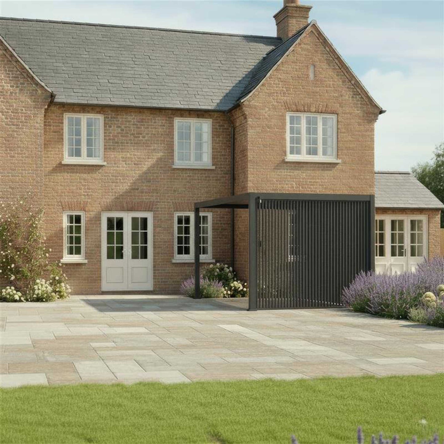 Titan Aluminium Vertical Louvre Side Panel - 1.33m Single Panel in Graphite Grey