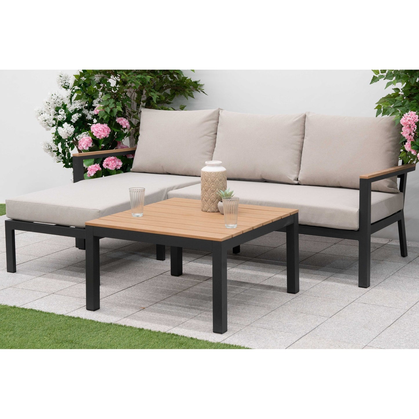 Nova - Heidi 3 Seater Chaise Sofa Set with Rectangular Coffee Table - LOW STOCK