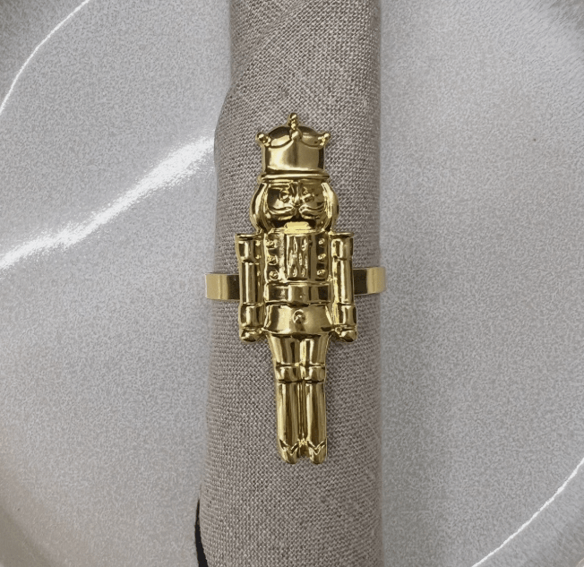 Gold Nutcracker Napkin Ring