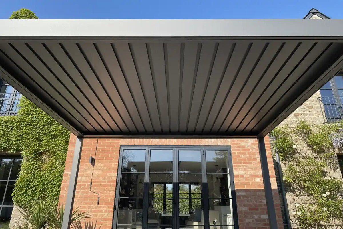 Chimes - Rivaro Deluxe 3m x 3m Motorised Aluminium Pergola with Solar LEDs