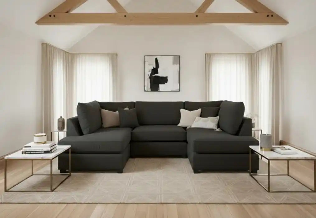 Skyler Classic Sofa Black U Shape Corner