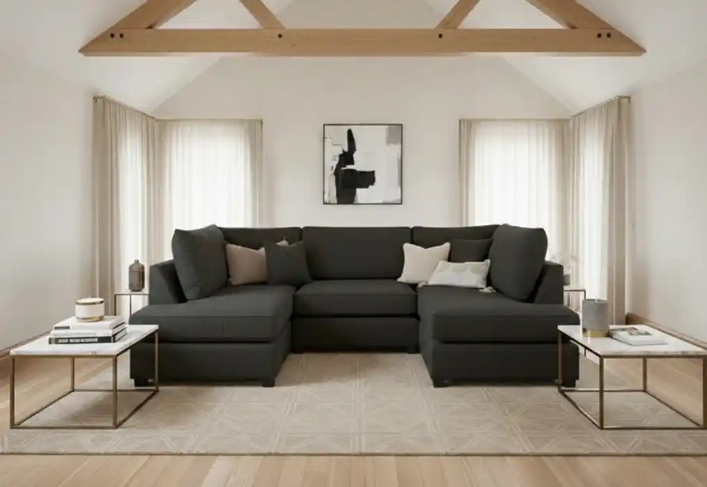 Skyler Classic Sofa Black U Shape Corner