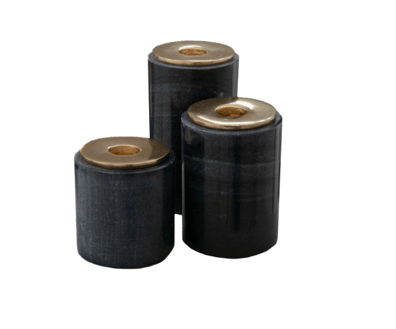 Set Of 3 Grey Marble Candle Holders