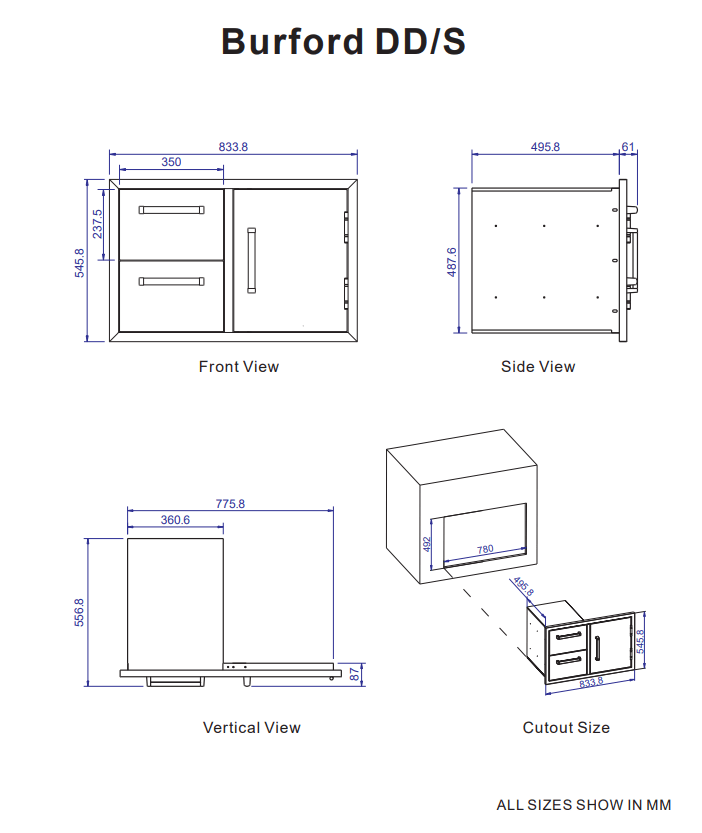 Whistler Grills - Burford Built-In Double Drawers and Door Unit