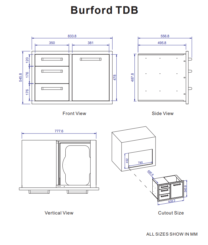 Whistler Grills - Burford Built-In Triple Drawer and Waste Bin Unit