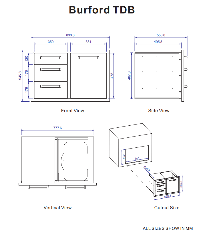 Whistler Grills - Burford Built-In Triple Drawer and Waste Bin Unit