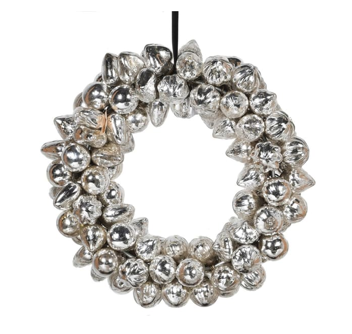 Antique Silver Baubles Wreath