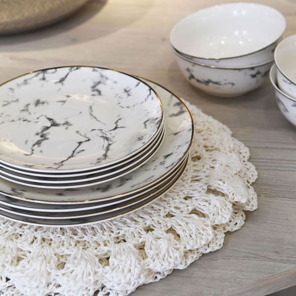 12 Piece Marble Effect Dinner Set