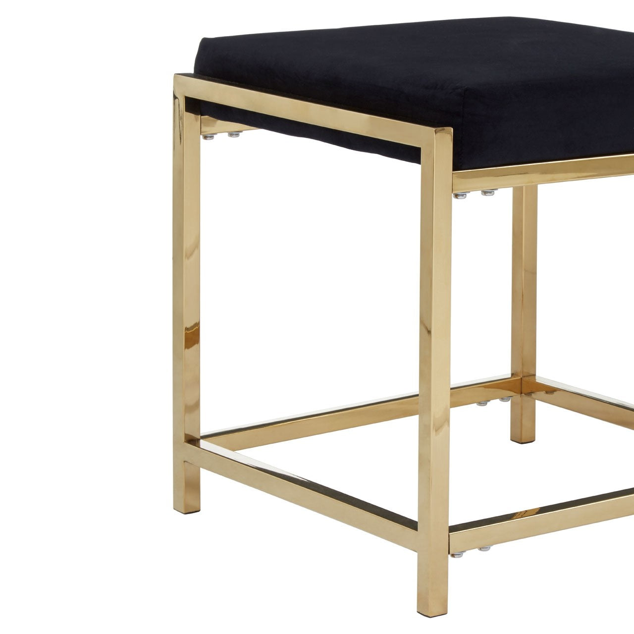 Chimes - Athena Black Velvet Gold Finish Stool
