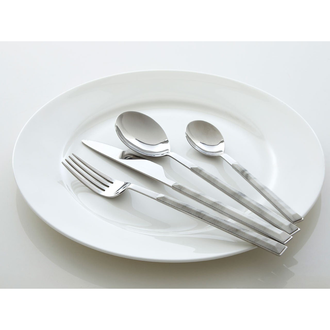 Chimes - 16pc White Marble Effect Cutlery Set