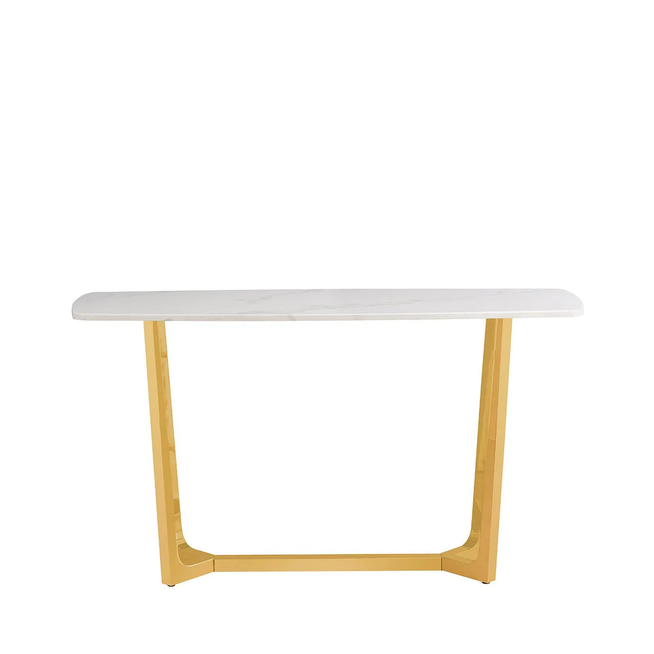 Margo Gold Metal with White Faux Marble Top Console Table