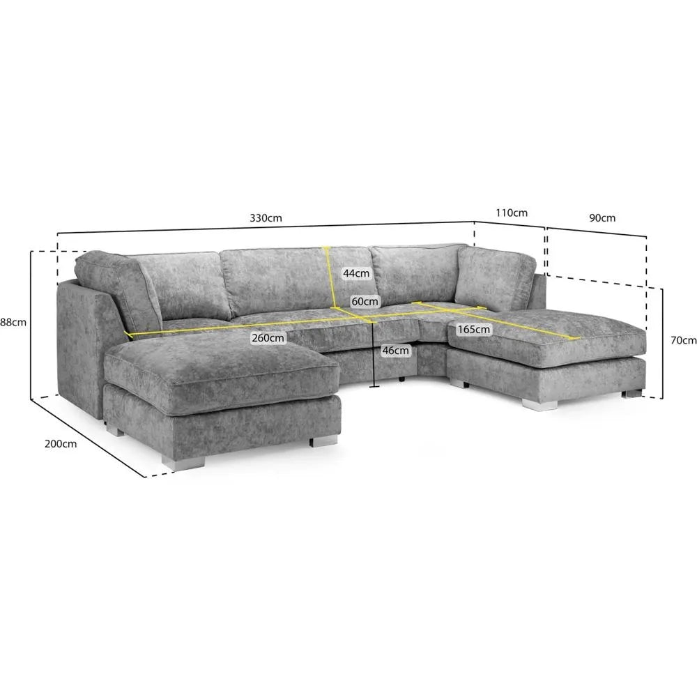 Belfry U Shape Sofa Full Back - Truffle