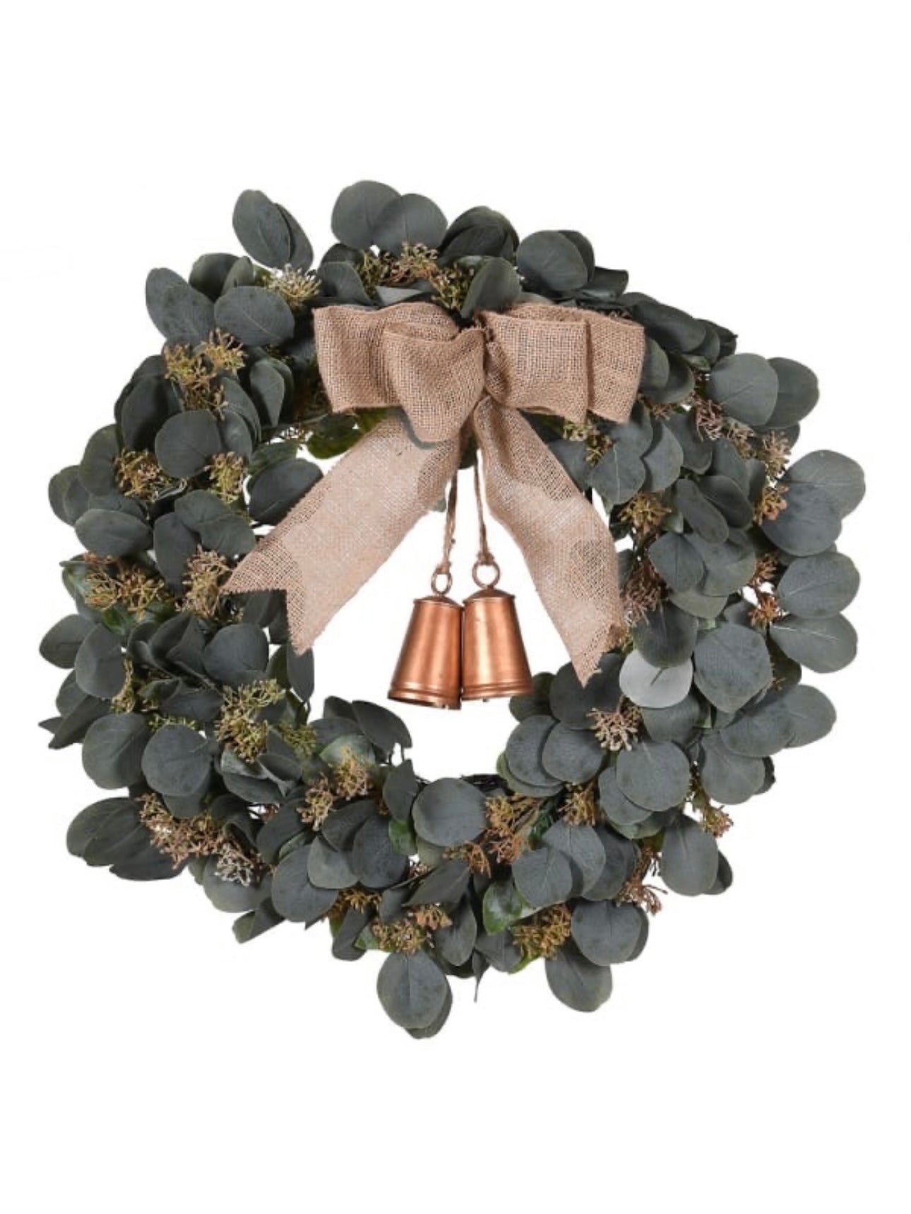 Eucalyptus Wreath With Burlap Bow And Bells