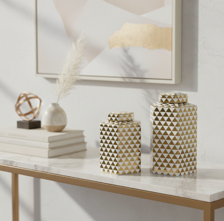 Chimes - Large Gold Geo Jar