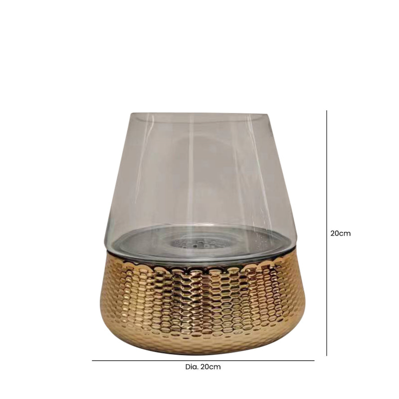 30cm Gold & Clear Glass Candle Holder