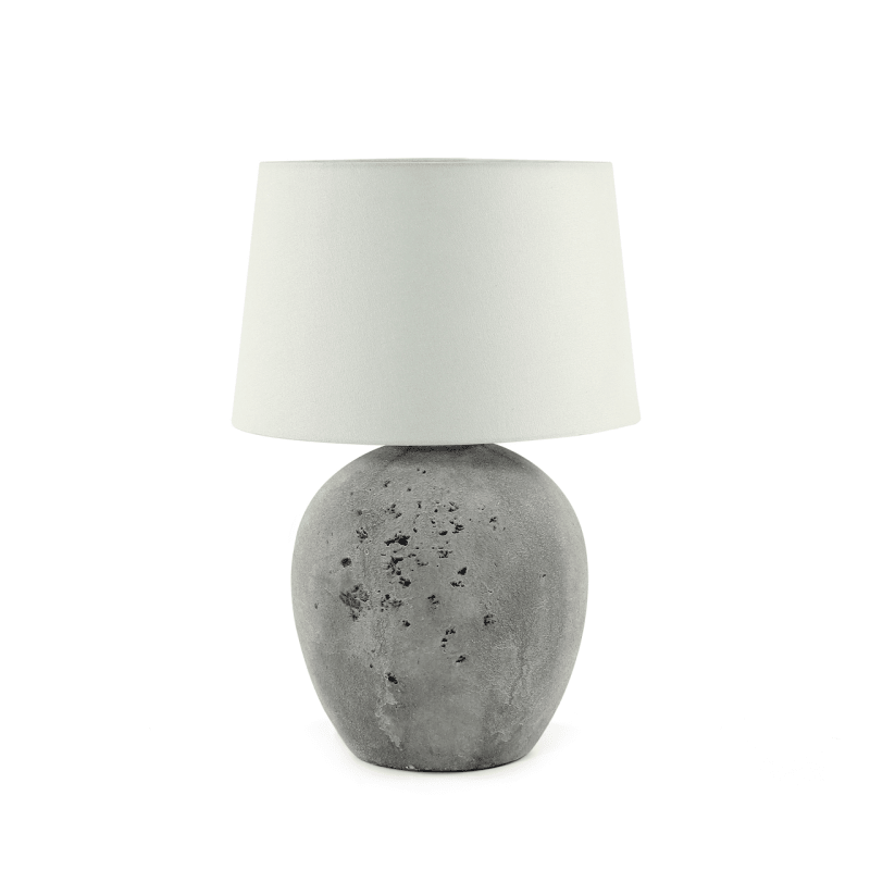 57cm Light Brown Stone Finish Table Lamp with Natural Linen Shade