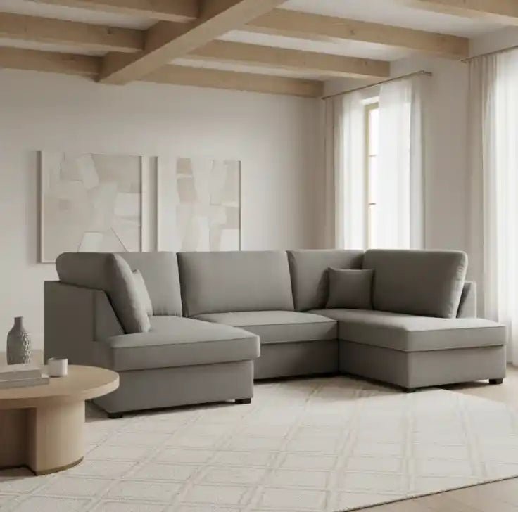 Skyler Sofa Plush Grey U Shape Corner