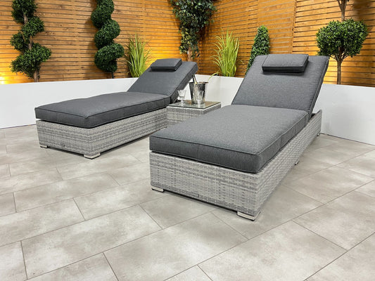 Chimes - Stone Grey Naples Sun Lounger Set With Coffee Table