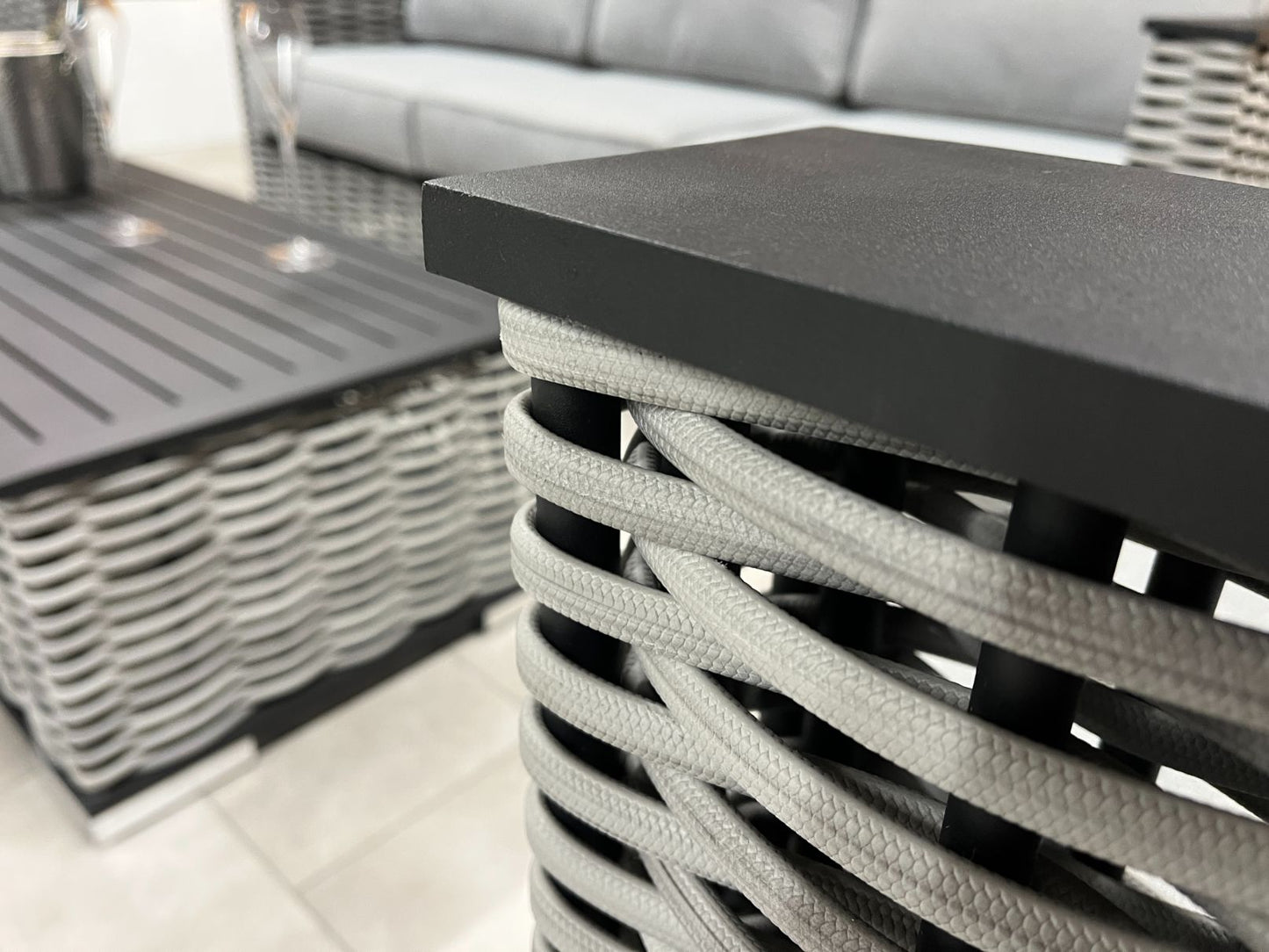 Chimes - Monaco Aluminium 3 Seat Sofa Set with Coffee Table - Rope Weave