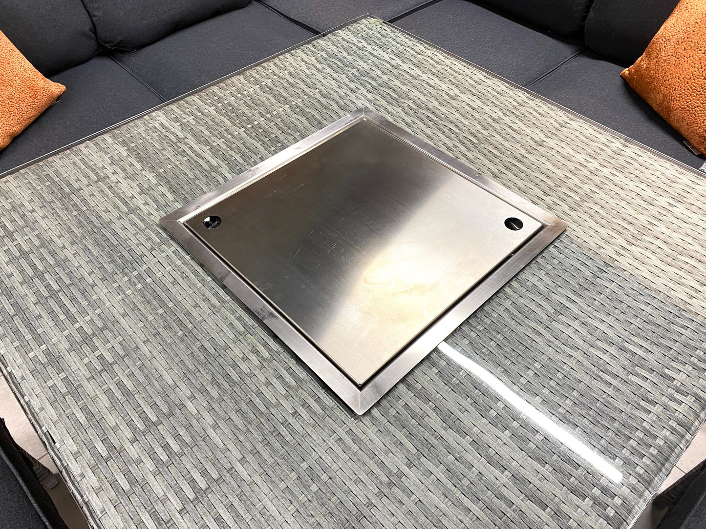 Chimes - Stone Grey Milan Compact Corner Dining Set with Firepit Table