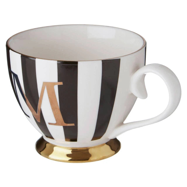 Duchess Black and White Monogram Mug - M