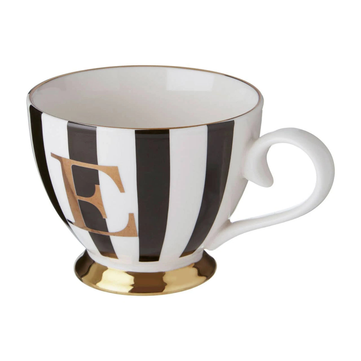 Duchess Black and White Monogram Mug - E