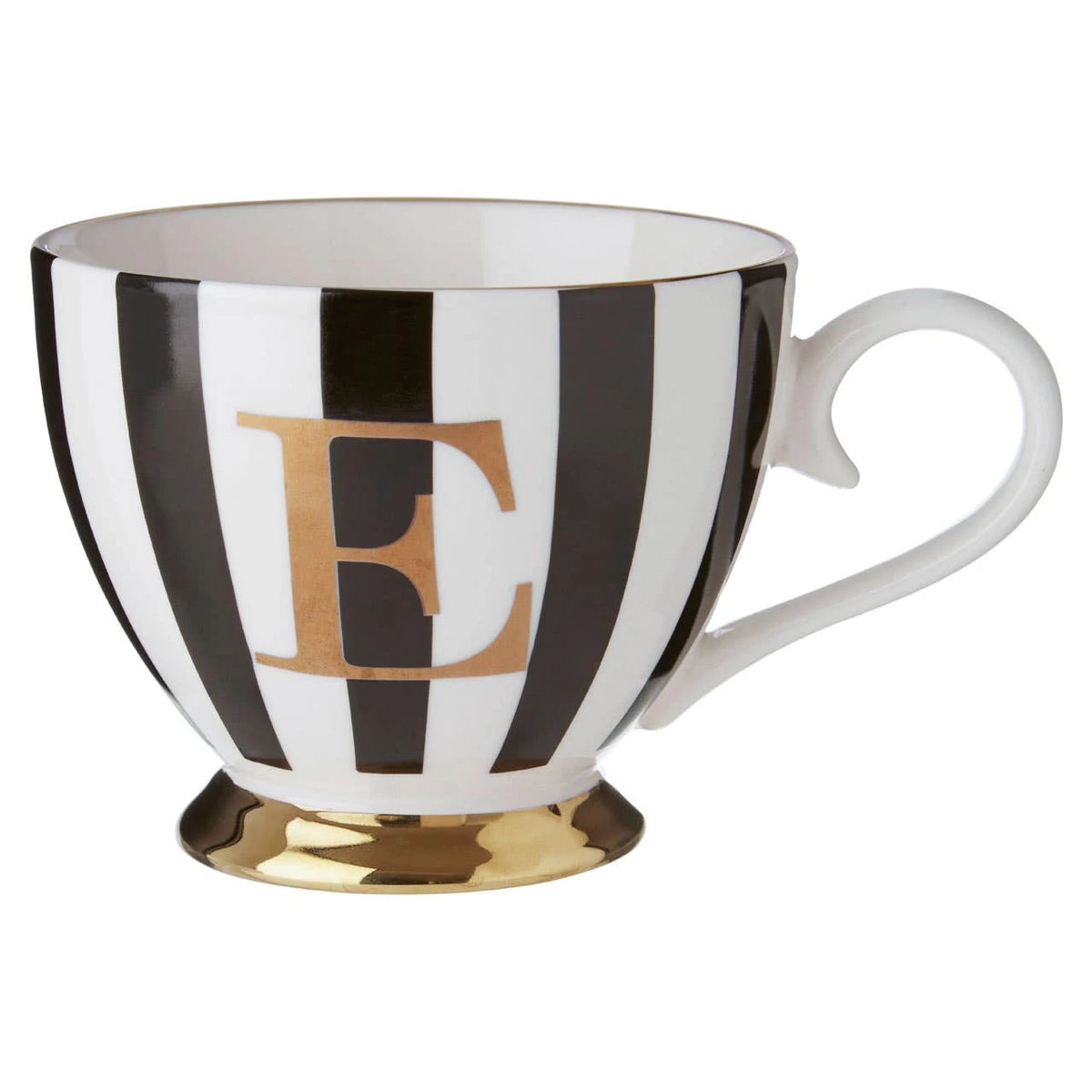 Duchess Black and White Monogram Mug - E