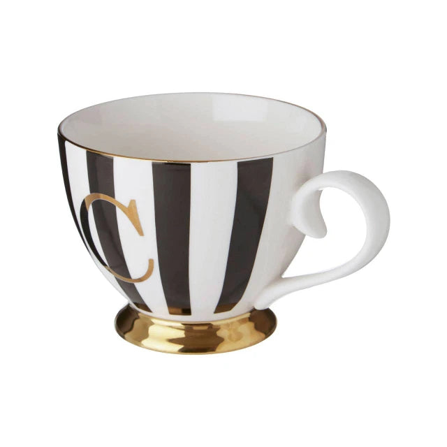 Duchess Black and White Monogram Mug - C