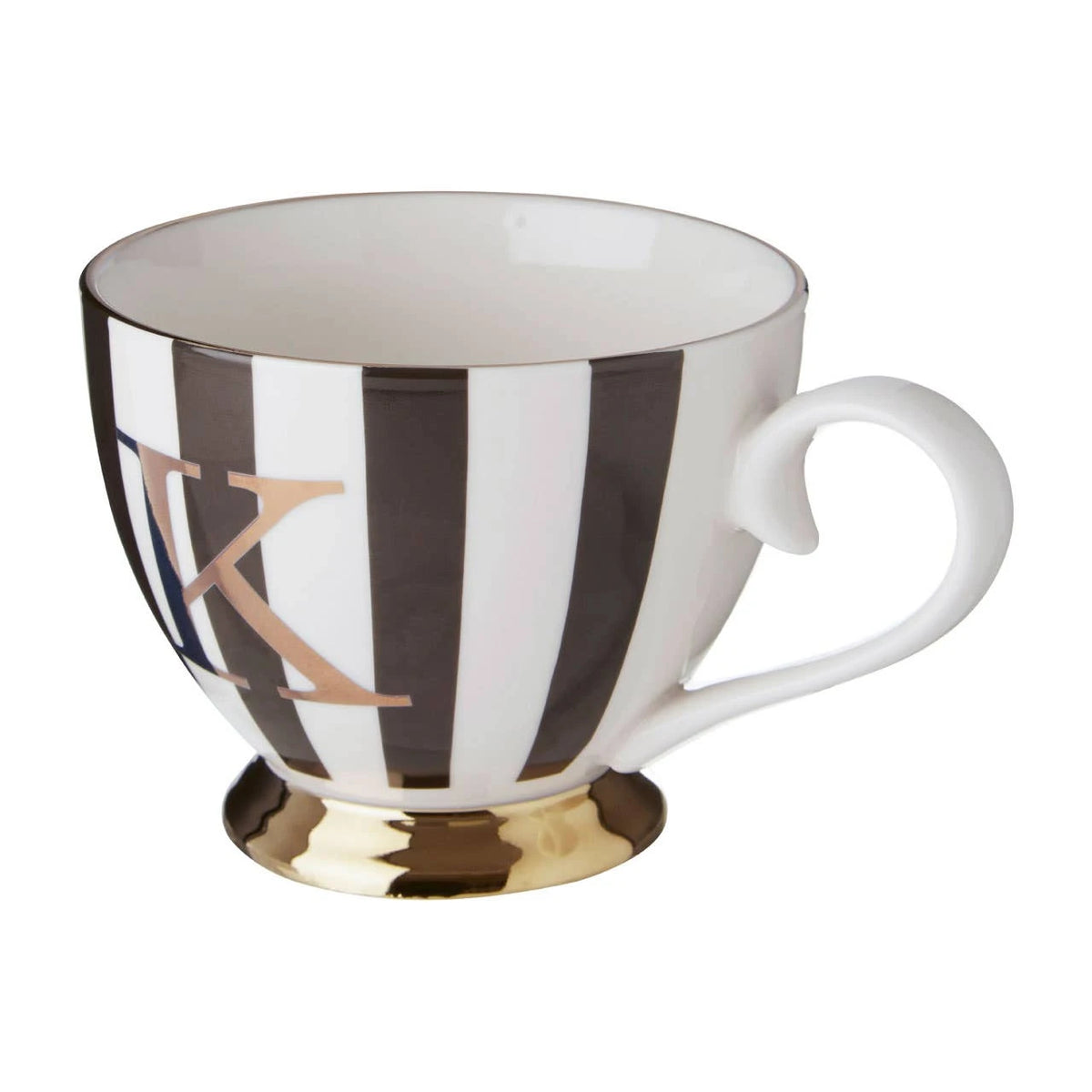 Duchess Black and White Monogram Mug - K