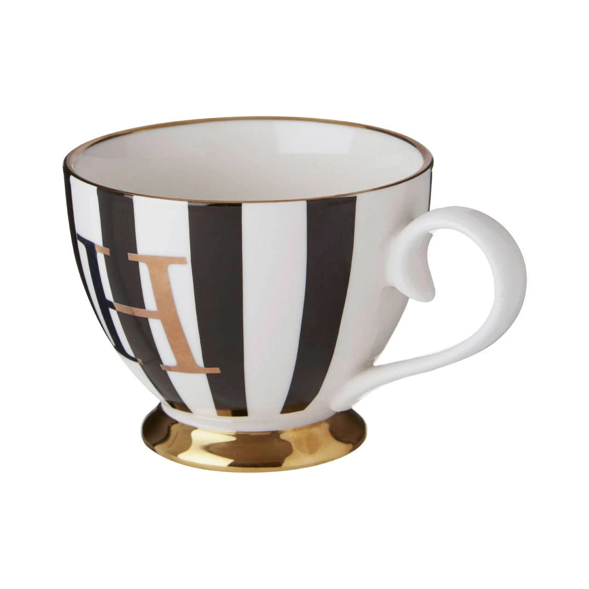 Duchess Black and White Monogram Mug - H
