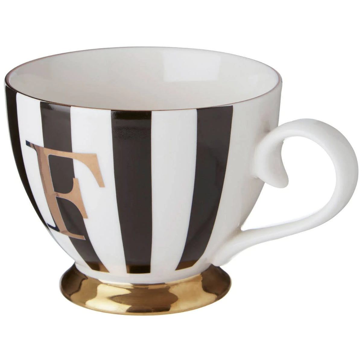 Duchess Black and White Monogram Mug - F
