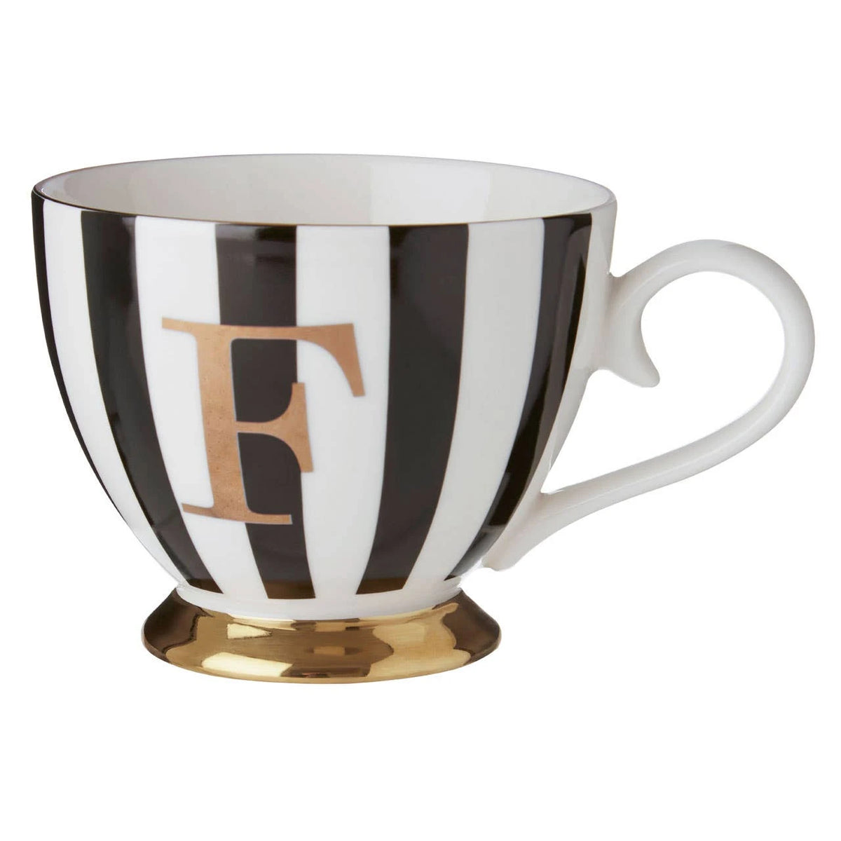 Duchess Black and White Monogram Mug - F
