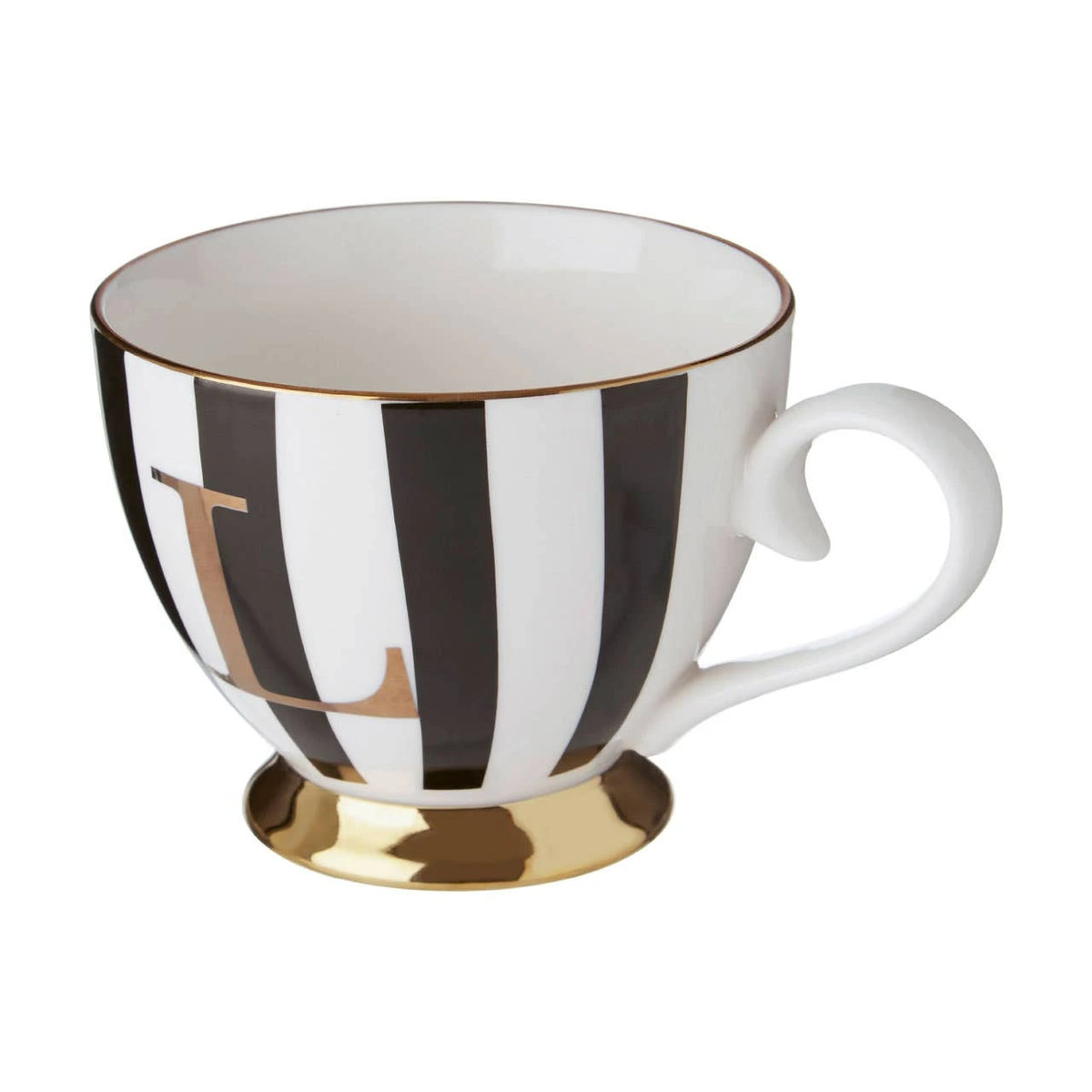 Duchess Black and White Monogram Mug - L
