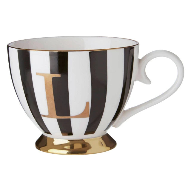 Duchess Black and White Monogram Mug - L
