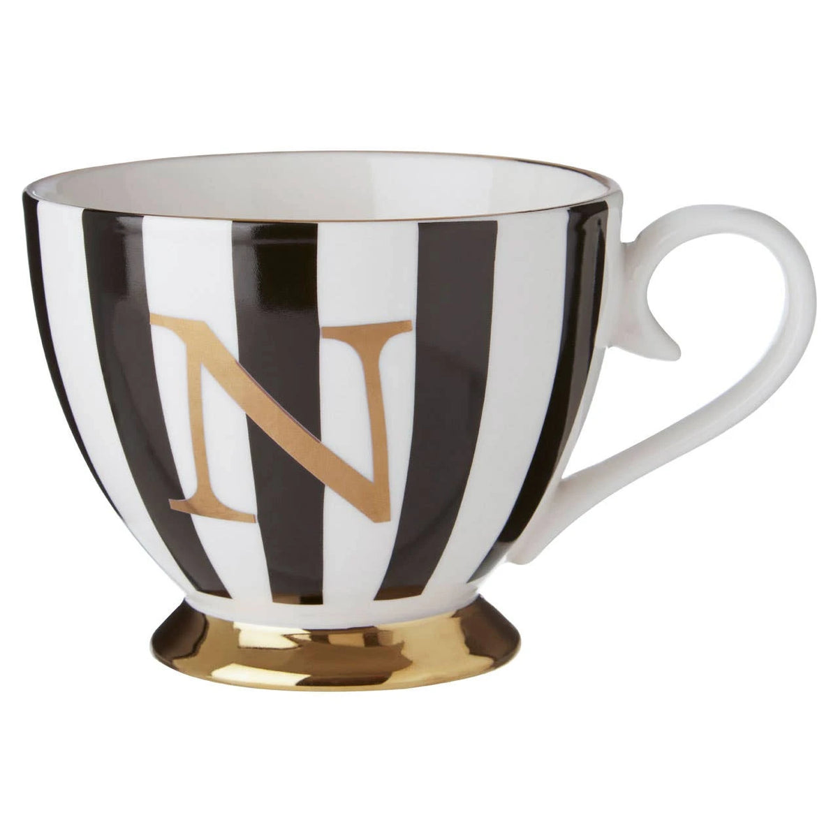 Duchess Black and White Monogram Mug - N
