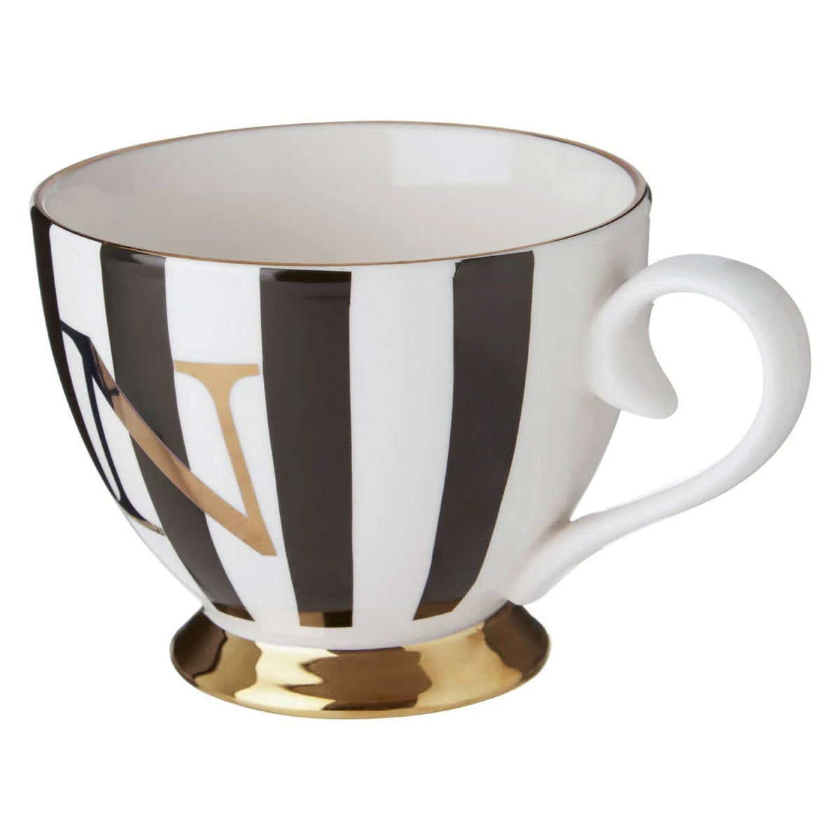 Duchess Black and White Monogram Mug - N