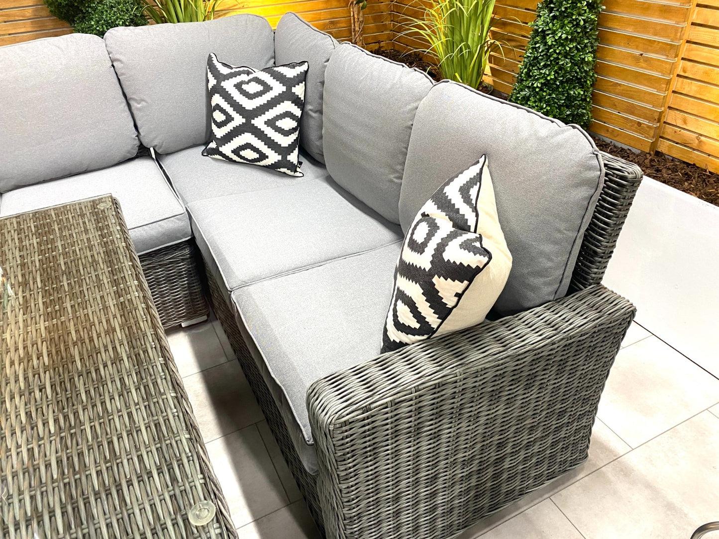 Chimes - Prestige Grey Florence Compact Corner Dining Set with Firepit Table