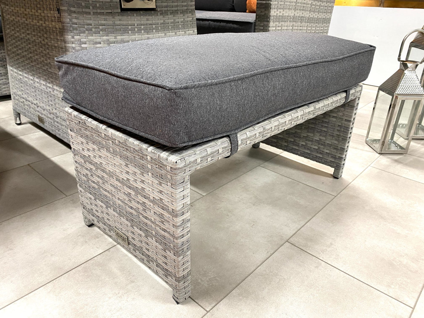 Chimes - Stone Grey Milan Compact Corner Dining Set with Firepit Table