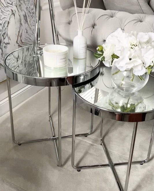 Chimes - Set of 2 Mirrored Top End Tables