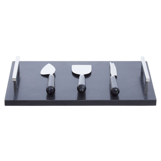 Noa Black Marble Cheese Board and Knife Set