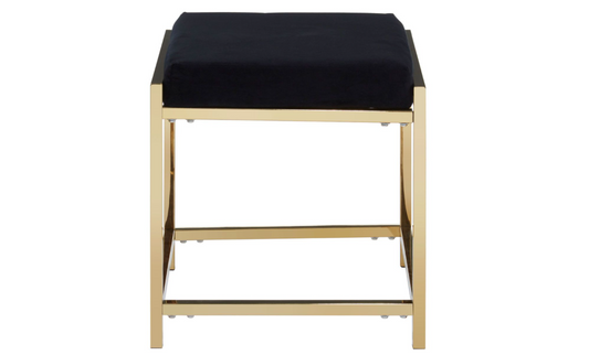 Chimes - Athena Black Velvet Gold Finish Stool