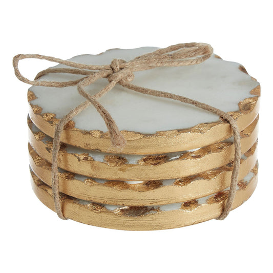 Chimes - Set Of 4 Round White Marble Coasters
