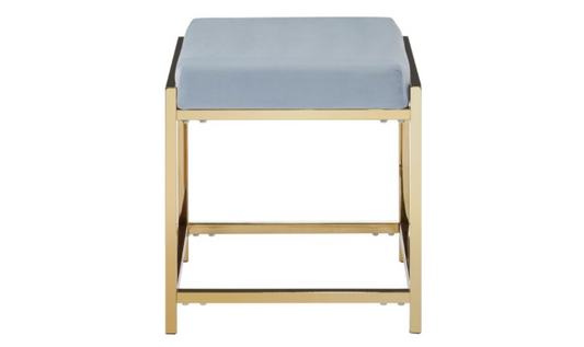 Chimes - Athena Grey Velvet Gold Finish Stool