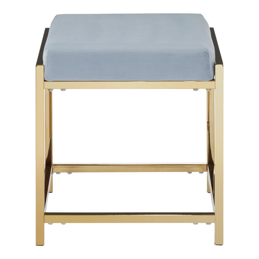 Chimes - Athena Grey Velvet Gold Finish Stool