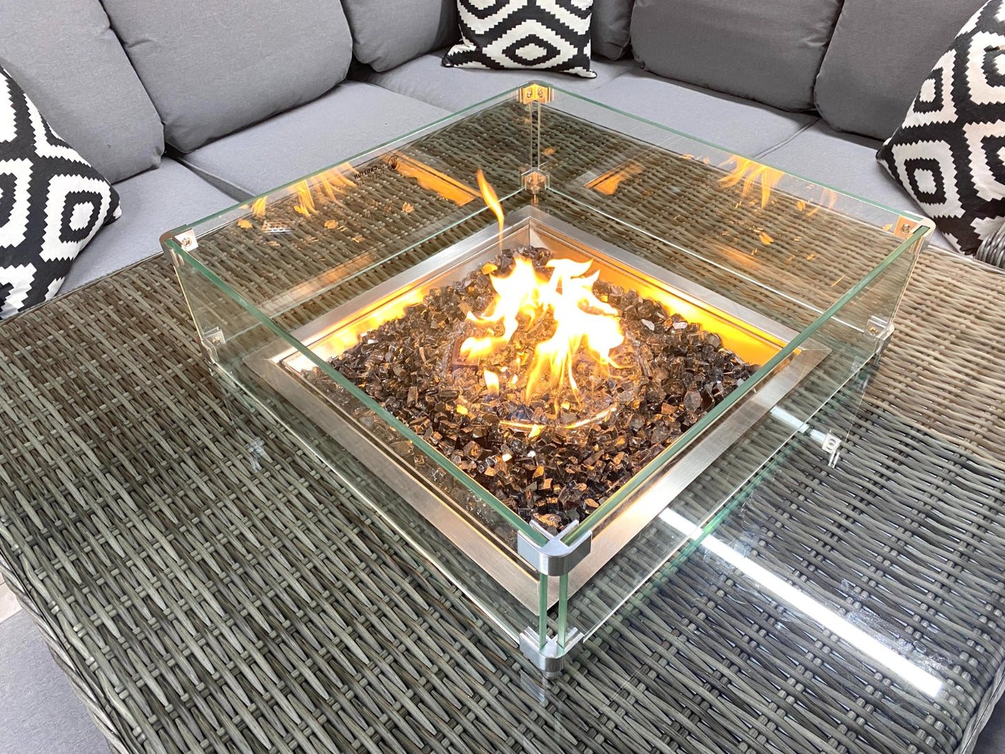 Chimes - Prestige Grey Florence Compact Corner Dining Set with Firepit Table