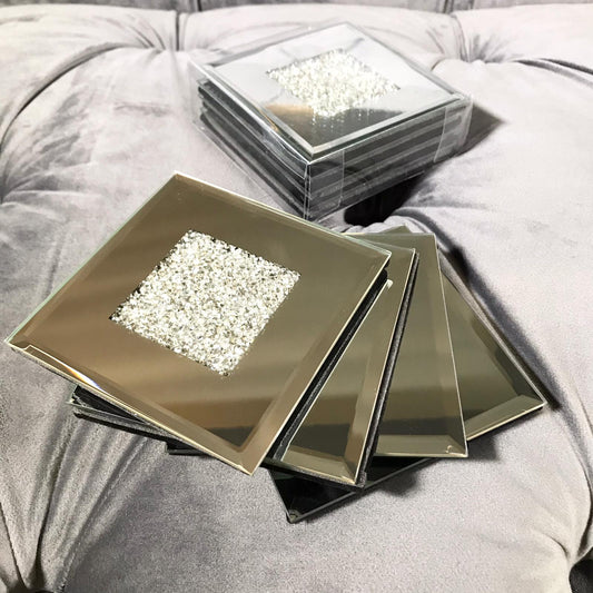 Chimes - Set of 4 Diamonte mirrored coasters